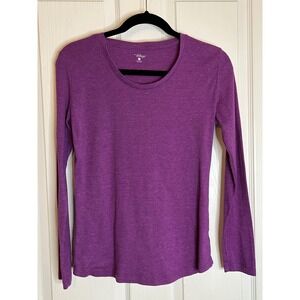 Great Northwest Indigo Womens Purple Heathered Scoop Neck Long Sleeve Tee‎ M
